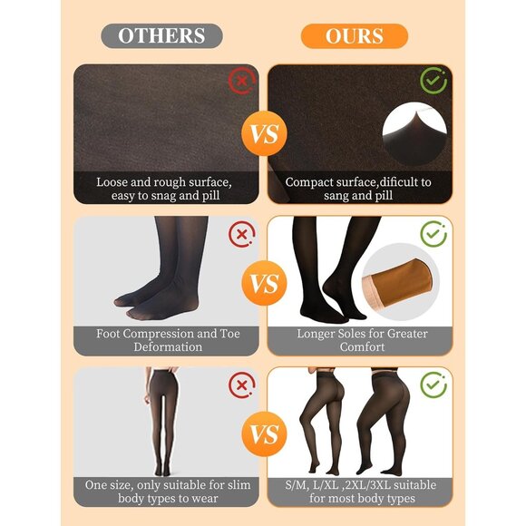 Women Black 2 Pairs Fleece Lined Tights Ultra Warm Fake Sheer Pantyhose Leggings - Picture 3 of 8